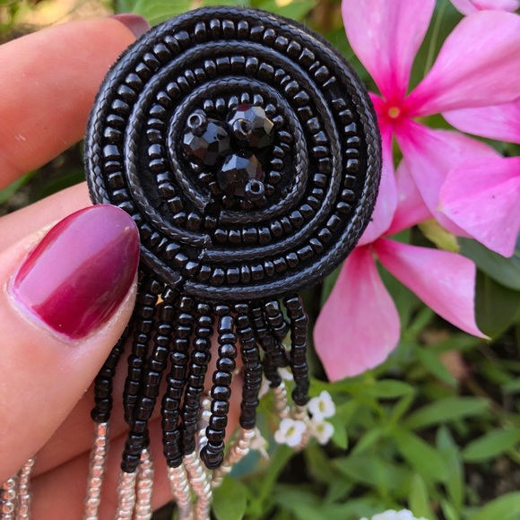 Zara Black Beaded Earrings - Picture 4 of 6